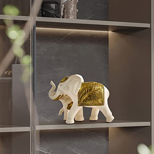Fjs Elephant Statue, Elephant Home Decor Brings Good Luck, Health, Strength, Mom Gifts, Elephant Gifts For Women, Decorations For Living Room Table Centerpiece Shelf Decor (Elephant Mother And Child) #TOP4