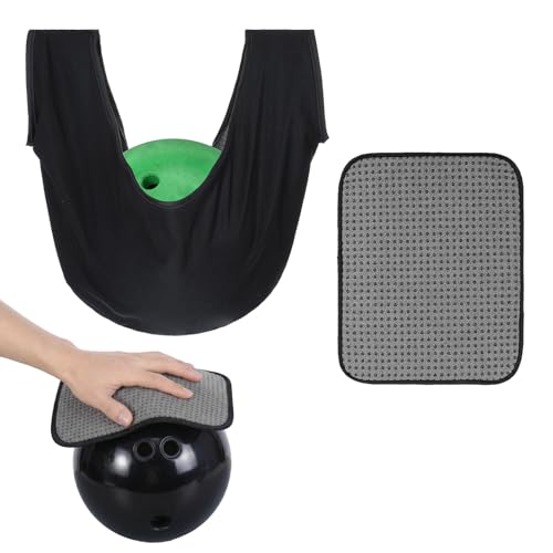 Hadnves Bowling Basics Accessories Kit Microfiber Bowling Ball Towel Kit Bowlings Ball Polisher Bag Dual-Sided Wearable Bowlings Towel Shammy Pad for Easy Gentle Deep Cleaning Men Women