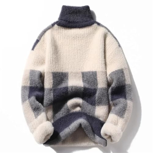Men's Winter Thicken Warm High Collar Knitted Pullover Sweaters Korean Style Personalized Casual Sweaters3