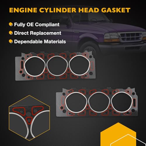 Image of 3.0 V6 Engine Cylinder Head Gasket Set, Compatible with 1998-2001 Mazda B3000 1998-2001 Ford Ranger 3.0L, Replace# HS9902PT ES72174
