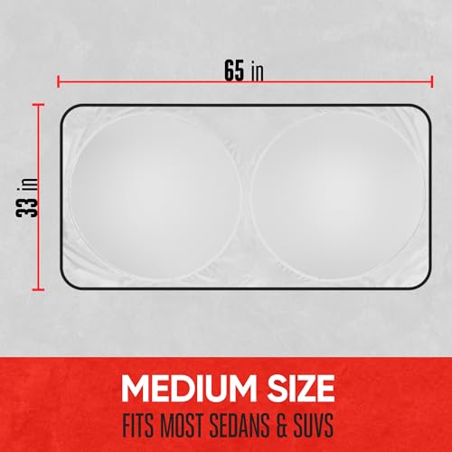 Image of Motor Trend Foldable Car Sun Shade with Storage Bag, Collapsible Sun Visor for Windshield (X-Large, 74 x 37 inches)