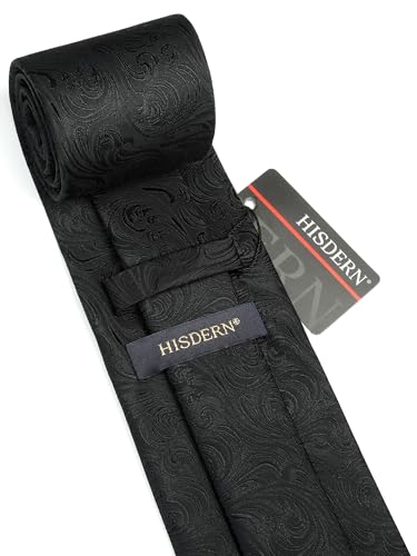 Image of HISDERN Ties for Men Paisley Floral Tie Handkerchief Classic Woven Business Formal Necktie and Pocket Square Set Wedding