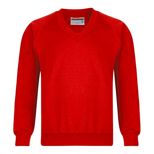 Sudadera con cuello en V roja SWVRE34 talla 34 para mujer de punto cómodo