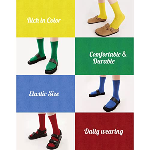 Solid Multi-Color Crew Socks For Women Cotton Athletic Socks,Womens Dress Socks,7PACKS2