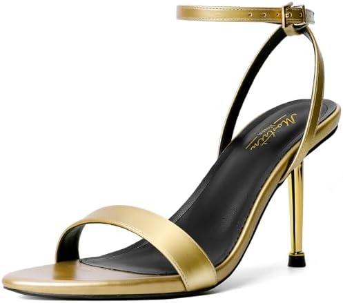 Mostrin Heels for Women Strappy Lace Up Ankle Strap Heels Pointed Open Toe Stiletto High Heeled Sandals for Prom, Party, Daily