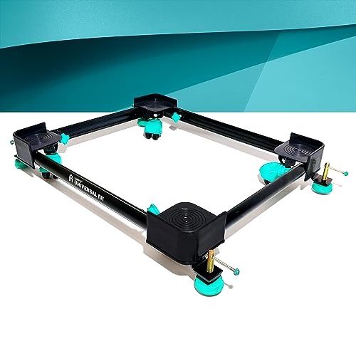 Image of LSRP'S Universal Fit 100% Heavy Metal Made - Adjustable All Sides Fully Automatic Top Load Washing Machine Stand 9kg Front Load (6kg - 10kg Capacity Machine) with Washing Machine Bush For Grip - Black