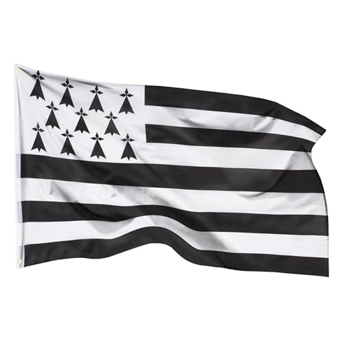Drapeaux Nationaux - Résistant Aux Intempéries, Œillets en Laiton, Polyester Haute Qualité, Coutures Doubles - Usage Extérieur (Bretagne, 60x90cm)