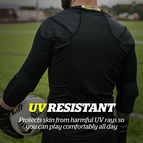 Storelli Bodyshield Goalkeeper Light Matchday 3/4 Undershirt | Lightweight Compression Soccer Shirt | Elbow Padding | Shoulder Anti-Abrasion Protection | Black | Extra Large #TOP4