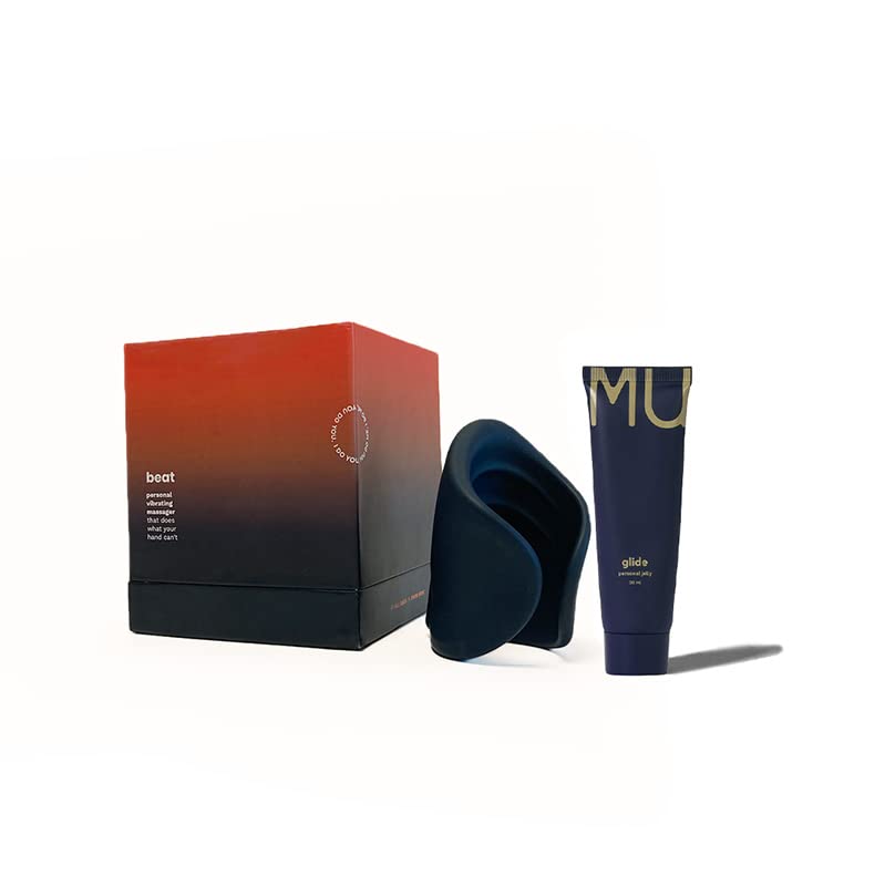 MyMuse Combo of Glide Aloe Water Based Lube (30ml), and Beat Electric Massager (Inkpen Blue) - Combo of non sticky non staining lube and waterproof rechargeable massager