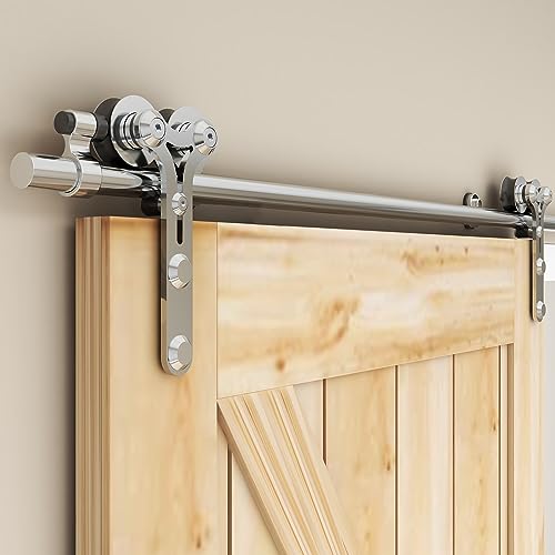 WOLFBIRD 5.5FT/167CM Herraje para Puerta Corredera Kit de Acero Inoxidable Accesorios para Puertas Correderas, Riel Juego para Puerta de Madera Soltera(Estilo Y)