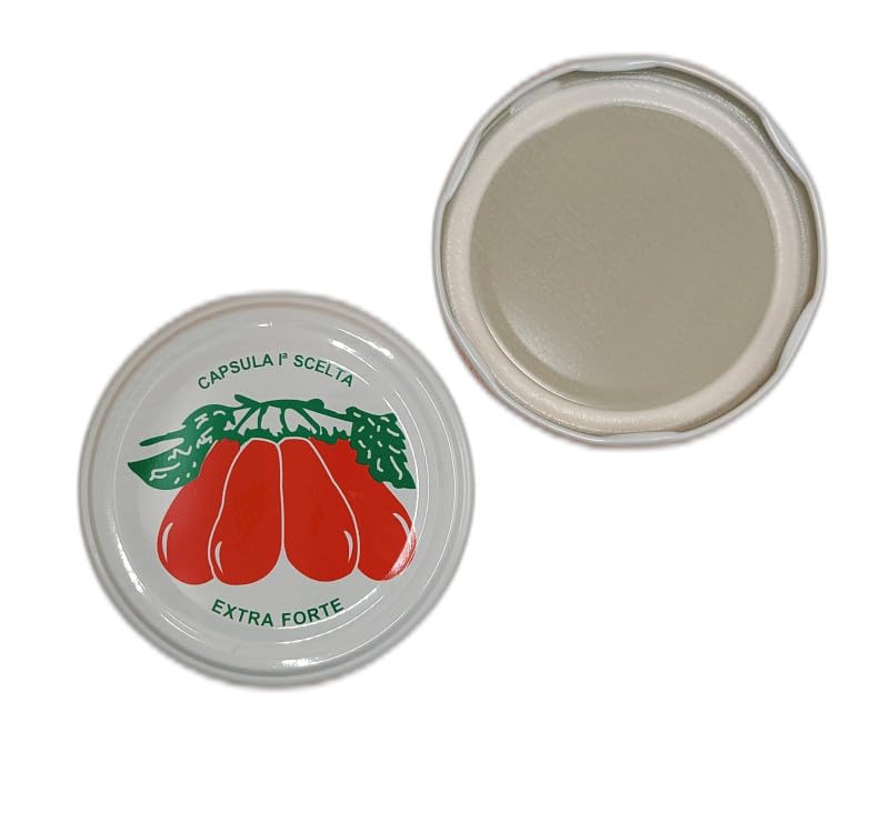 Capsule Twist Off mm.82 Disegno Pomodori Per Barattoli In Vetro Coperchi Per Vasi Conserve Pomodoro Passate Casalinghe (100)