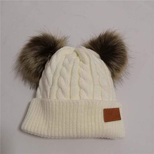 Gorro infantil infantil com pompom com bolinhas de de raposa para outono e inverno, gorro de crochê