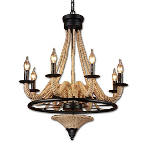 Lustre corde de chanvre éclairage table rustique loft salle à manger vintage industriel E14
