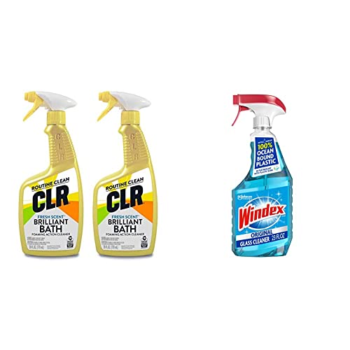 image for CLR Brilliant Bath Foaming Bathroom Cleaner Spray (Pack Of 2) & Windex