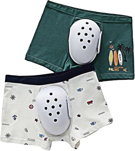 2pc Breathable Boxer Shorts for Boys Post Circumcision Recovery, Soft Cotton Circumcision Underwear, Surgery Recovery Pants(2 Pack B,130)