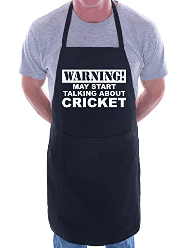 Grembiule divertente con scritta "May Start Talking About Cricket BBQ Cooking, Nero , Taglia unica
