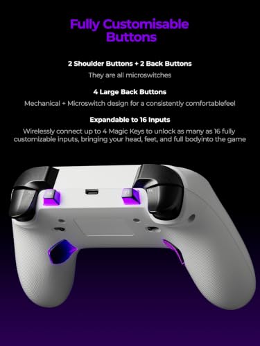 Image of leadjoy Saber Plus Wireless Game Controller, TMR Joysticks, Hall Effect & Tactile Dual Triggers Gaming Controller, 1000Hz Polling Rate, RGB Lighting for PS4 /Switch1 /2 /PC /Android /iOS, White
