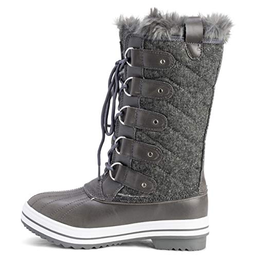 Image of POLAR Womens Snow Boot Nylon Tall Winter Fur Lined Snow Warm Waterproof Rain Boot