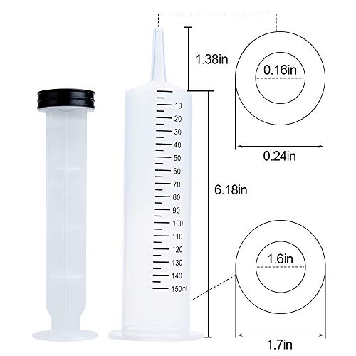 3 Pcs 150Ml Large Syringes, Sterile And Individual Sealed, Easy To Use And Clean, Plastic Garden Syringe For Liquid, Lip Gloss, Paint, Epoxy Resin, Oil, Watering Plants, Refilling… #TOP4