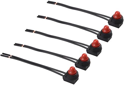 Push Button Waterproof Switch On-Off Light Switches 12V For Motorcycle/Car 5Pcs (Red)