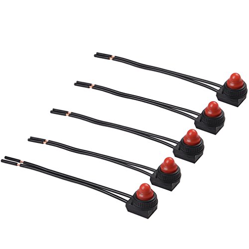 Push Button Waterproof Switch On-Off Light Switches 12V For Motorcycle/Car 5Pcs (Red) #TOP27