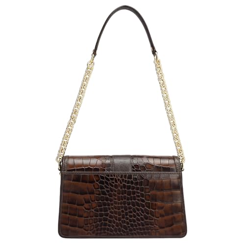 Image of Da Milano Genuine Leather Brown Shoulder Bag (Small)