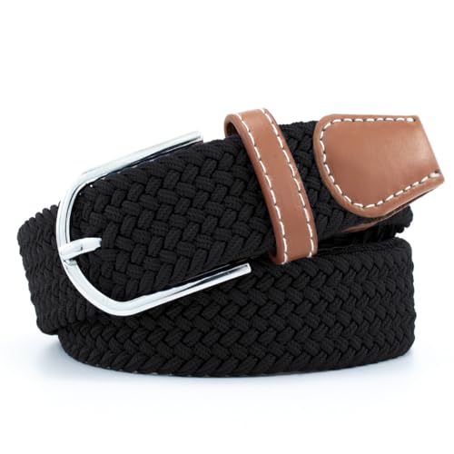 Braided Elastic Belt - Stretchy Waist Belt for Men & Women, Comfortable Flexible Strap with Adjustable Buckle