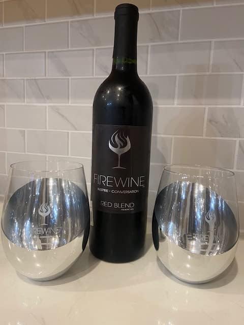 Miniatura 8 de Firewine Copa de vino  sin tallo de plata, moderna copa de vino sin tallo, diseño en ángulo de fondo metálico plateado