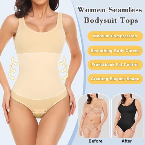 Image of VVX Bodysuit for Women - Tummy Control Seamless Tops Compression Butt Lifting Shapewear Bodysuits
