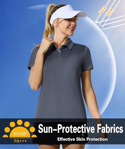 Image of Casei Womens Shorts Sleeve Polo Golf Shirts Quick Dry UPF 50+ Tennis Pickleball Top Collared Casual Work Athletic Shirts