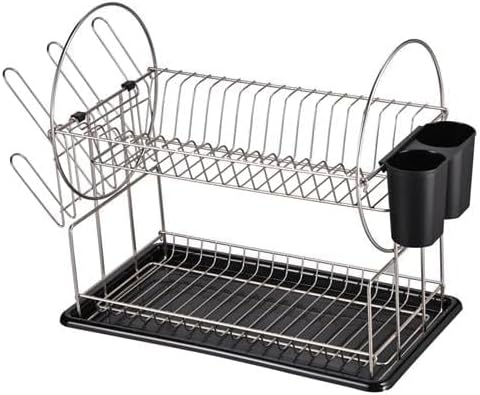 212 Main Stainless Steel 2-Tier Dish Rack with Dripping Tray (Silver)