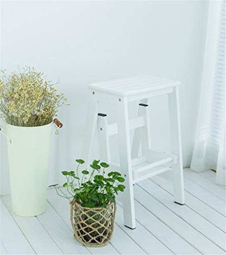 Échelle de tabouret pliant en bois massif blanc à double usage - 4