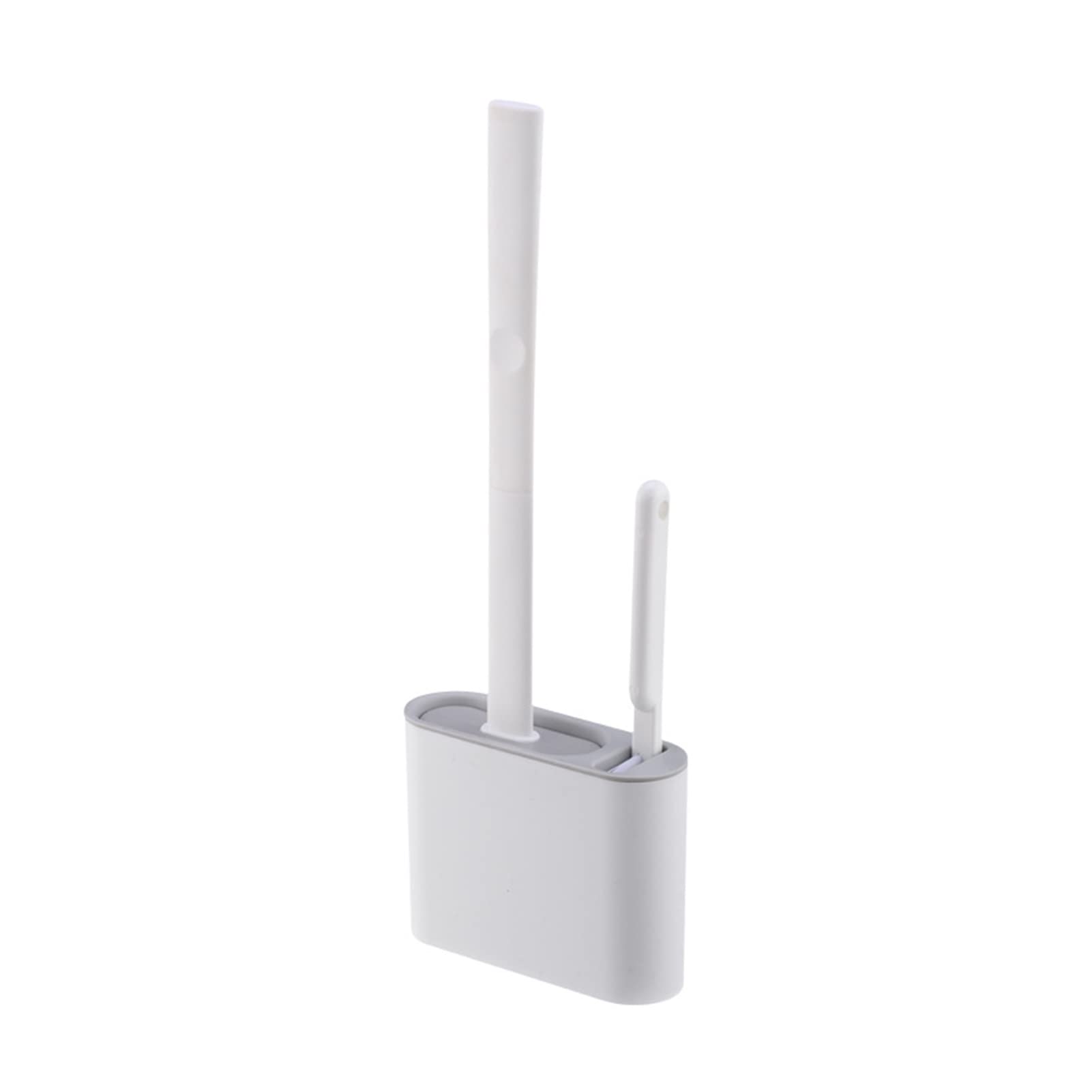 Set di spazzole da parete in silicone con setole morbide, strumento per la pulizia del bagno e della toilette, design igienico, elegante supporto grigio essenziale per la pulizia della casa