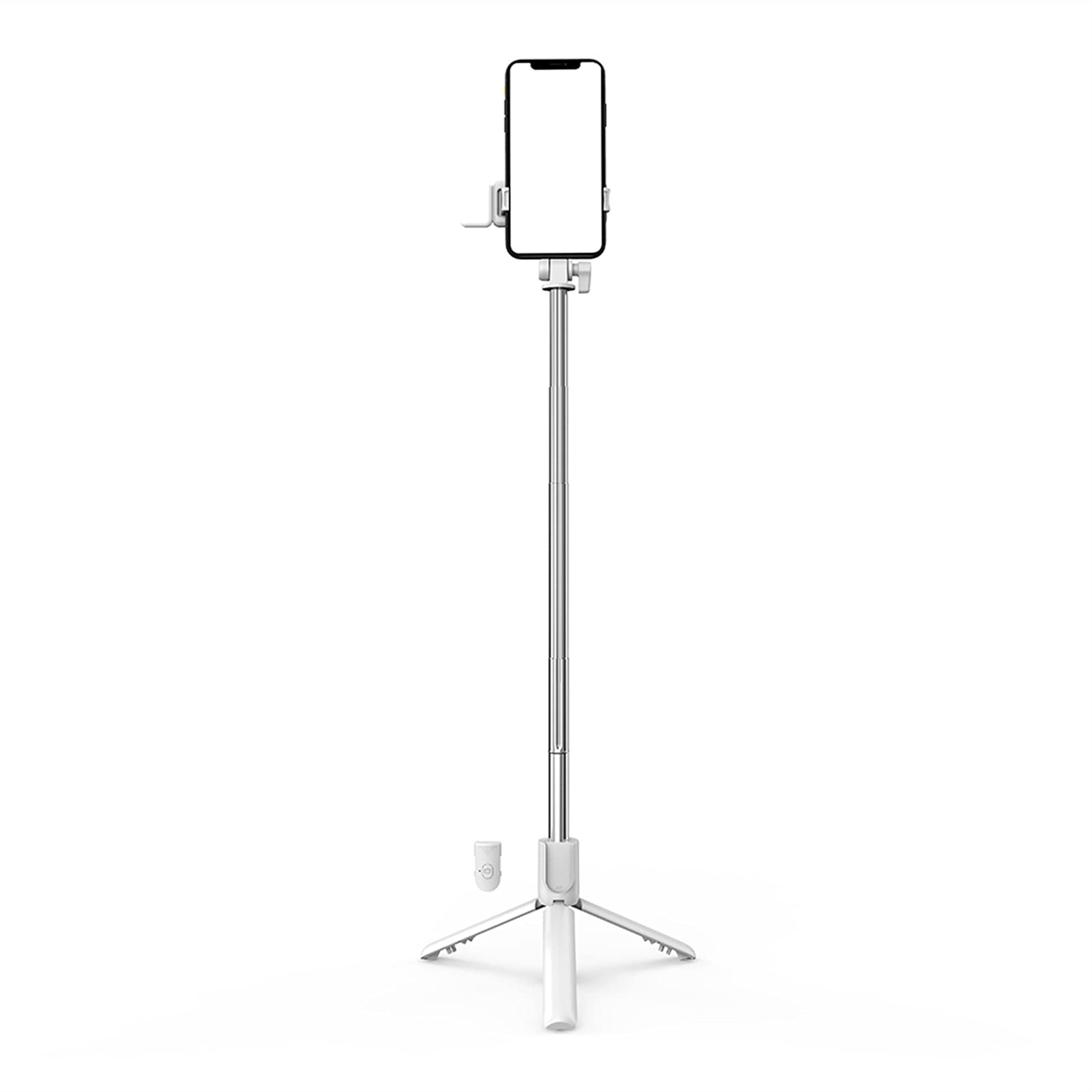 SCRUBY Mini bastone per selfie portatile, estensibile, con treppiede, con luce di riempimento, pieghevole, wireless, Bluetooth, colore: bianco