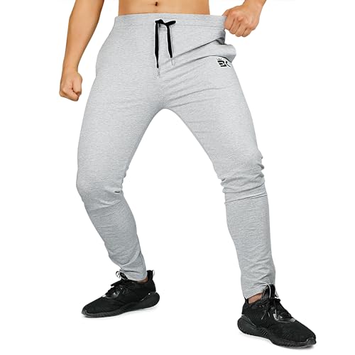 Image of BROKIG Mens Zip Joggers Pants - Casual Gym Workout Track Pants Comfortable Slim Fit Tapered Sweatpants with Pockets | Slim Tapered Fit Breathable Stretch Athletic Track Pants for Sport Training Running Hiking and Daily Active or Causal Wear