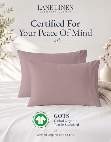 Image of 100% Organic Cotton Pillow Cases - King Size, Ultra Soft and Crisp, Cool Percale Pillow Covers, Sleeping Pillow Covers, Set of 2 - Sepia Rose