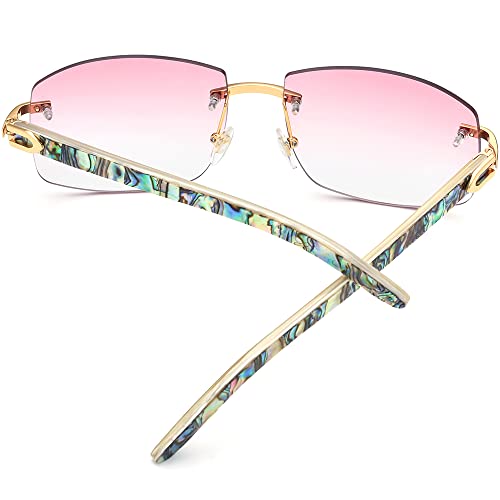 Hepidem 100% Really Buffalo Horn Natural Mussel Shell Rimless Sunglasses 706 (706 White Horn Wave Circle Shell) #TOP7