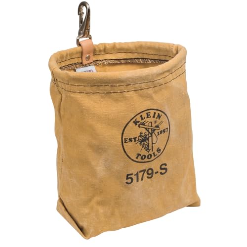 Klein Tools 5179S Tool Pouch, Water-Repellent Tool Bag with Snap Clip Connection, Tough Canvas Construction and Rope Reinforcement