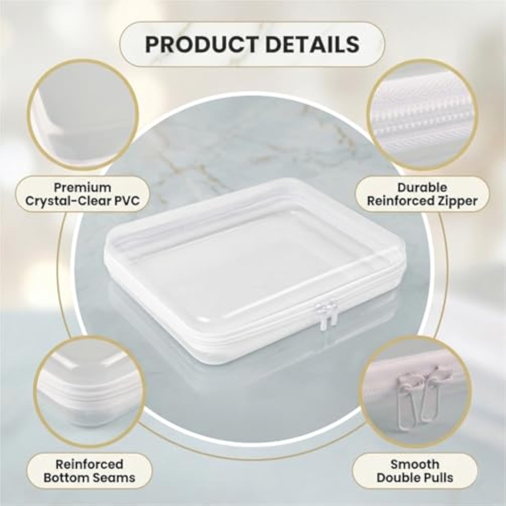 Clear Hard Shell Zipper Case Travel Toiletry Makeup Bag