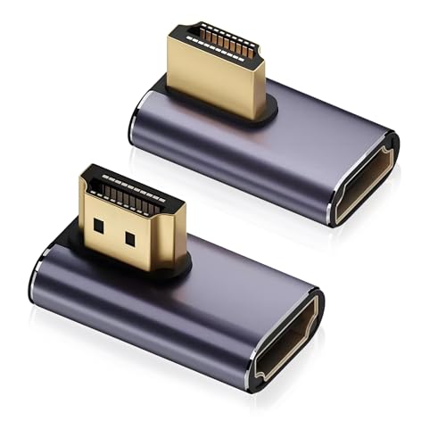 CLKE Paquete de 2 adaptadores HDMI en ángulo recto 8K, HDMI 2.1 de 90 grados macho a hembra de 48 Gbps, soporta 8K a 60Hz 4K a 120Hz HDR para HDTV, portátil, monitor PS5, Xbox