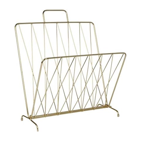 Present Time Magazine Holder, Metal, Gold, One Size Cover