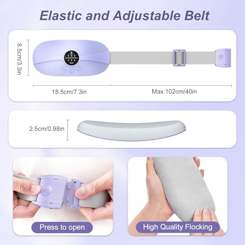 Image of Portable Heating Pad, 5s Fast Heating, 3 Heat Levels and 3 Massage Modes, Heating Pad for Period Cramps for Women and Girls(Light Purple)
