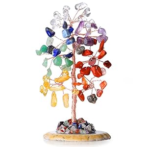 Amethyst Healing Crystal Tree of Life Natural Gemstone Agate Slice Base Copper Wire Wrapped Money Trees Feng Shui Reiki…