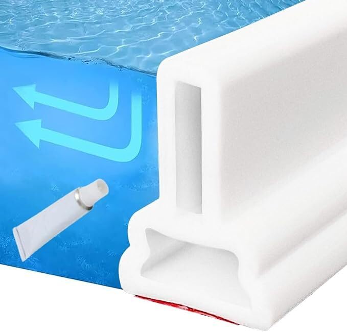 Threshold Water Dam Barrier for Bathroom Floor, for Kitchen Sink Silicone, Self Adhesive Bendable Bathroom Water Dam Stopper Tape (White, 3 Meter)