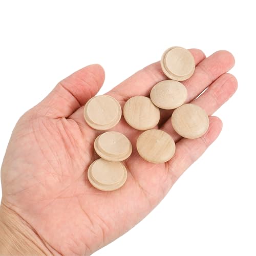 Image of uxcell 60Pcs Wood Button Plugs, 20mm /0.79 inch Hardwood Screw Hole Plug Mushroom Wooden Caps Buttons Wood Plug for Furniture Woodworking Craft Decor (25mm x 20mm)