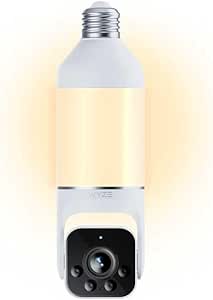 Wyze Bulb Cam Security Camera 2K HD Outdoor Light Bulb Camera with Color Night Vision, Dimmable LED Bulb, Motion Detection, Siren Alarm, Compatibility with Alexa/Google Assistant, Free Expert Support