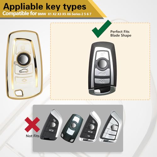 Image of Car Key Fob Cover for BMW, Rhinestone Loop Keychain Case, Gold