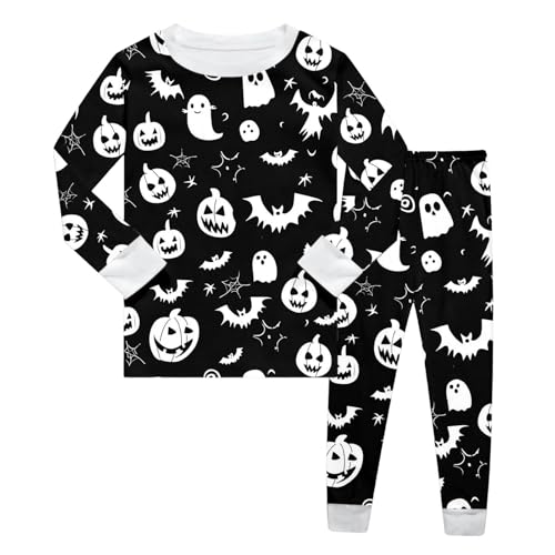 Generisch Pigiama pigiama in cotone, pigiama a maniche lunghe, set da 2 pezzi, pigiama in cotone, Pajamas C5-nero, 2...