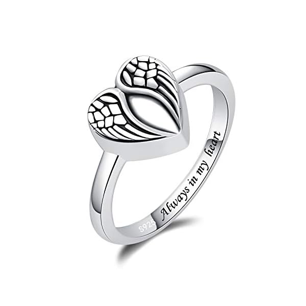 BEILIN-Sterling-Silver-Rose-Flower-Angel-Wings-Tree-of-Life-Urn-Ring-Hold-Loved-Ones-Ashes-Always-in-my-heart-Keepsake-Memorial-Jewelry-Cremation-Rings-for-women BEILIN Sterling Silver Urn Ring for ashes Keepsake Memorial Loved Ones Jewelry Cremation Rings (Angel Wings Urn Ring, 9)
