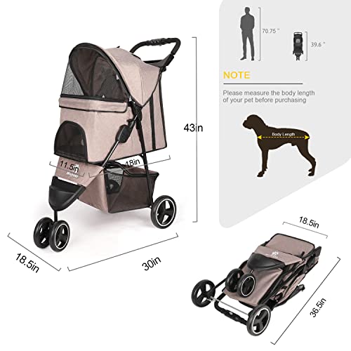 Pet-Dog-Stroller-3-Wheel-Cat-Dog-Stroller-with-Storage-Basket-and-Cup-Holder-for-Small-and-Medium-Cats-Dogs-Travel-Folding-Carrier-Stroller-Brown - Cucciolini Doodles   Pet-Dog-Stroller-3-Wheel-Cat-Dog-Stroller-with-Storage-Basket-and-Cup-Holder-for-Small-and-Medium-Cats-Dogs-Travel-Folding-Carrier-Stroller-Brown